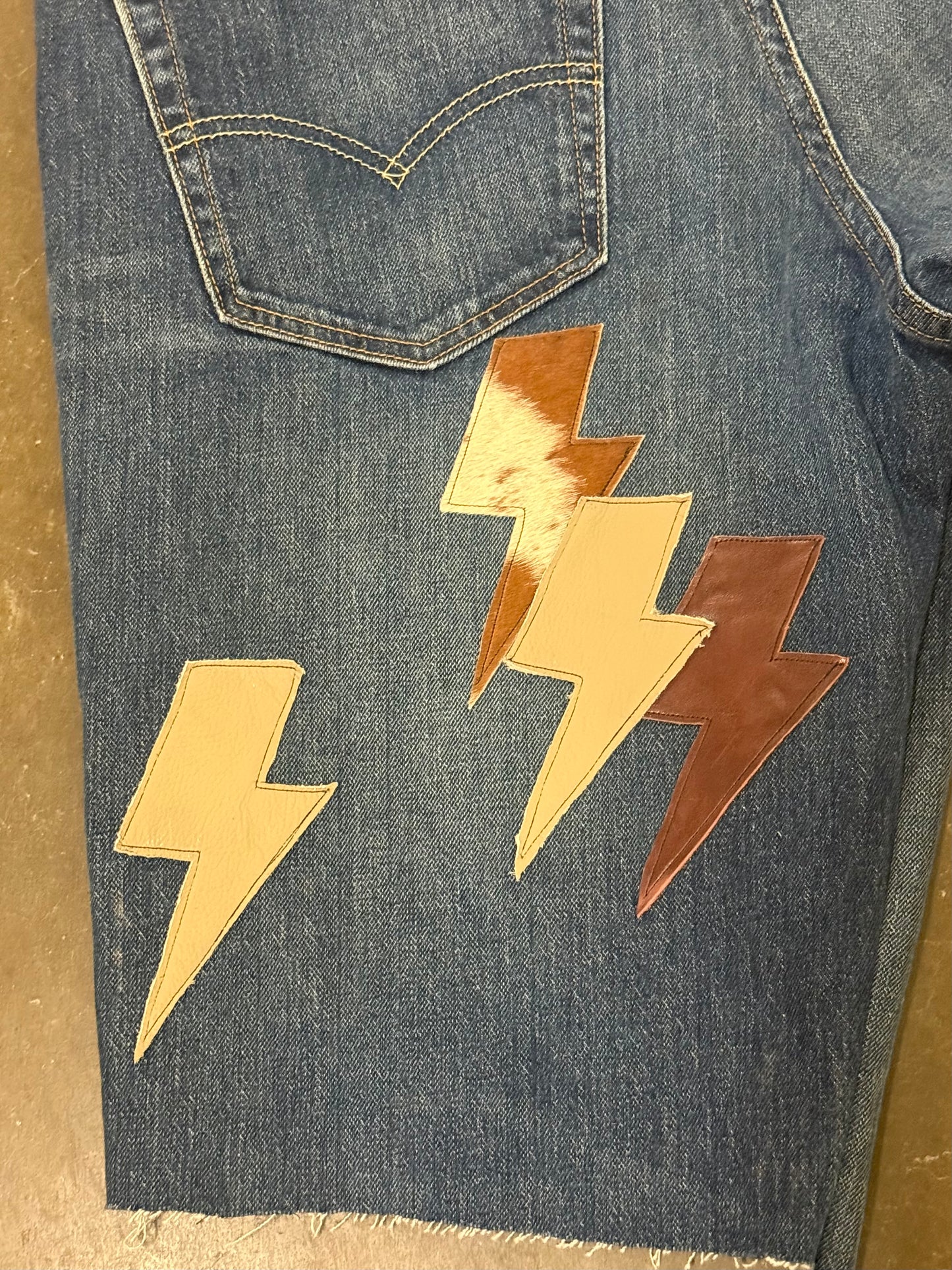 Leather and Cowhide Patch Shorts