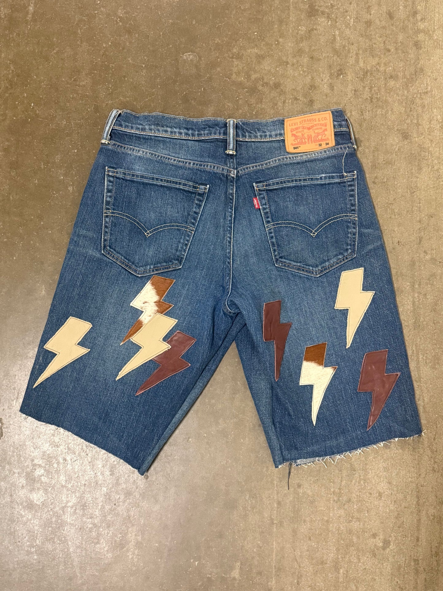 Leather and Cowhide Patch Shorts