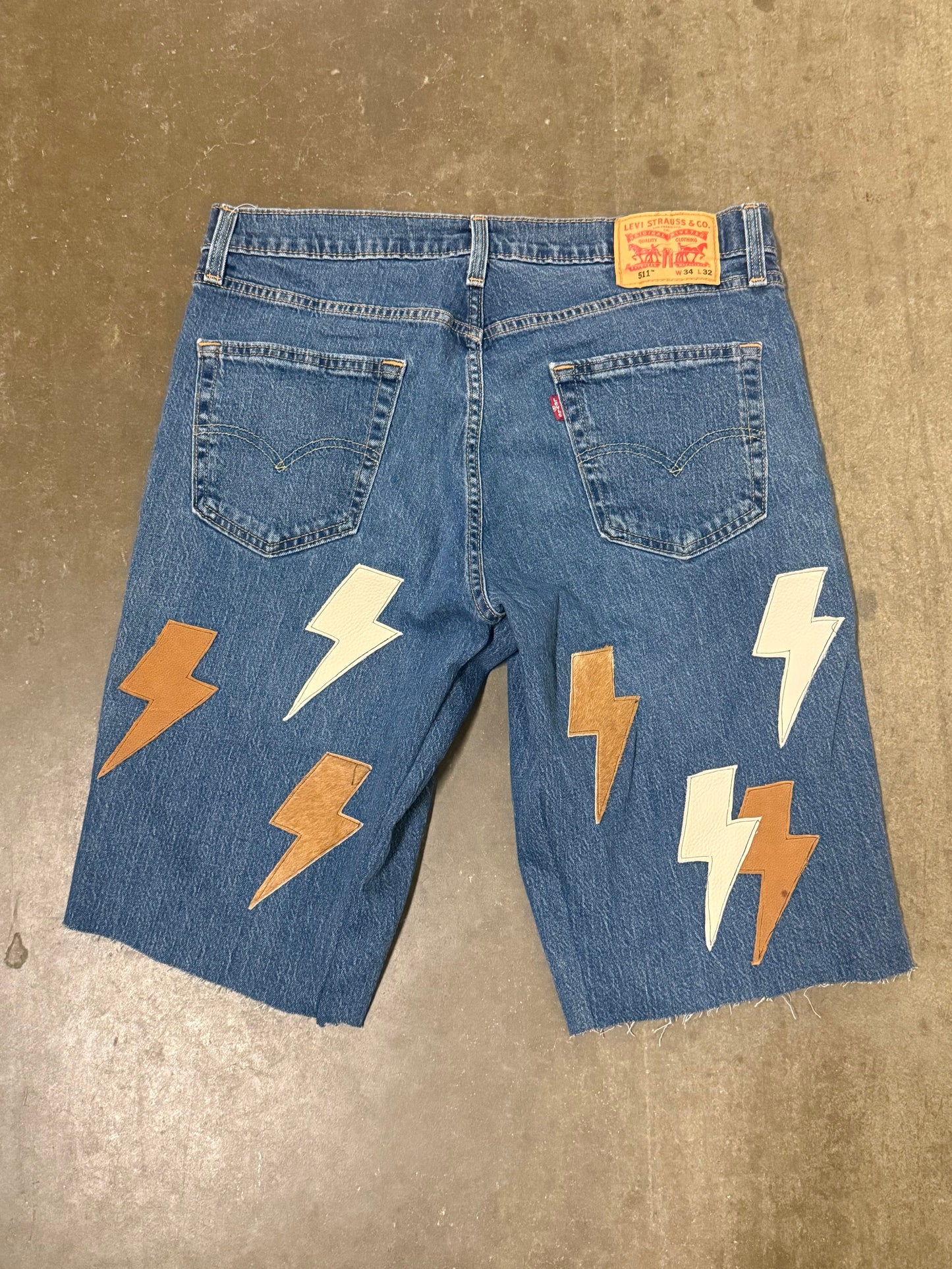 Leather and Cowhide Patch Shorts