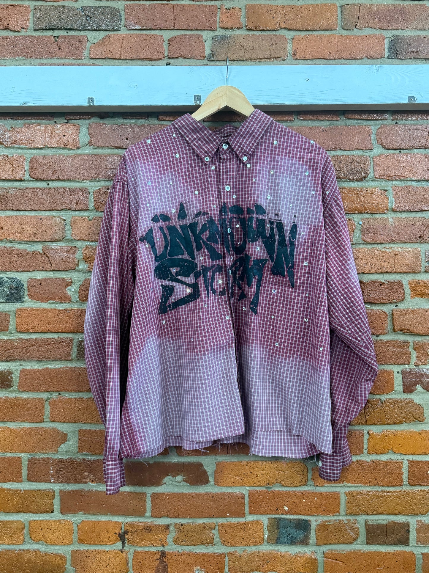 1 of 1 cropped Rhinestone button up