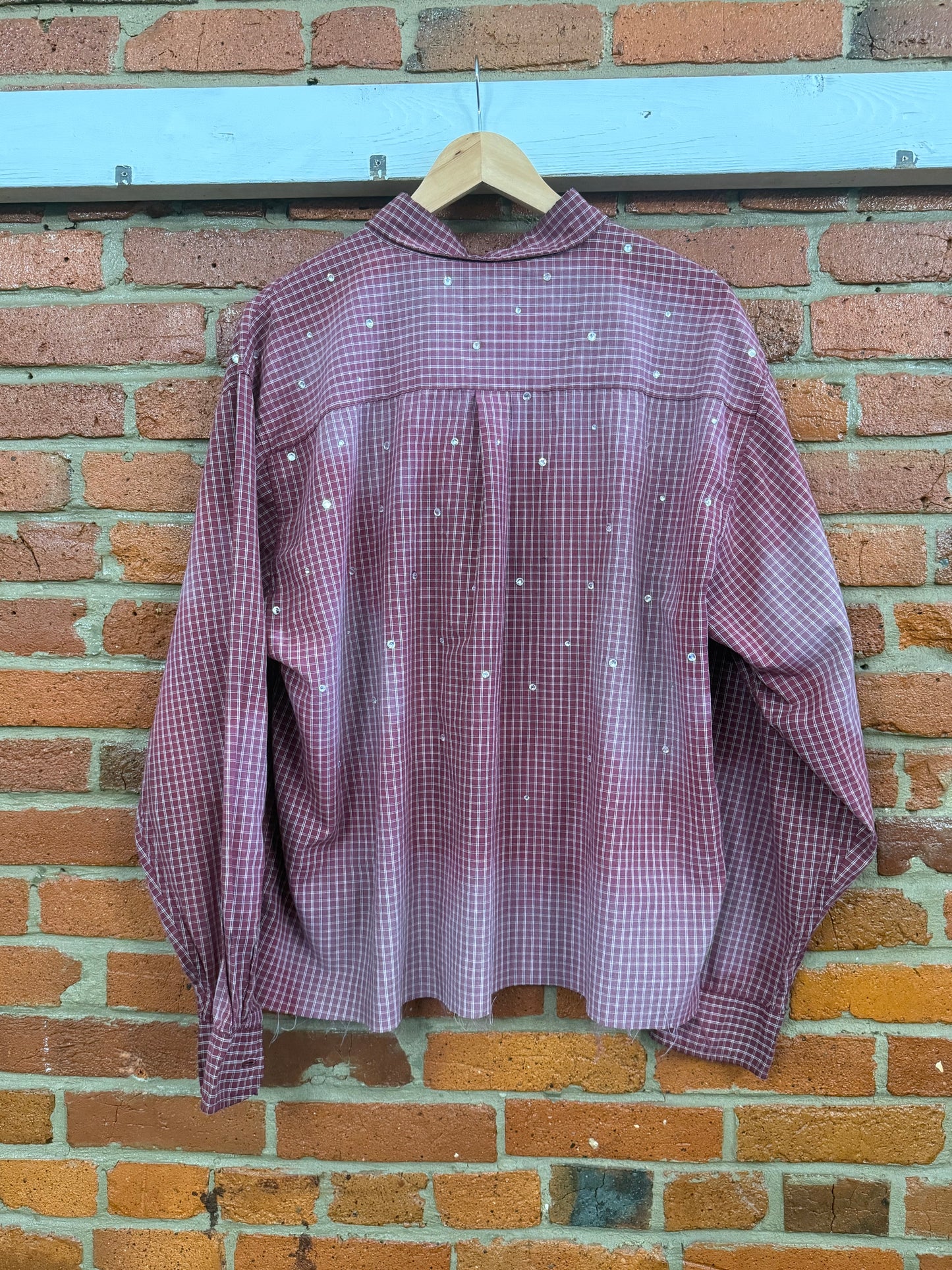 1 of 1 cropped Rhinestone button up