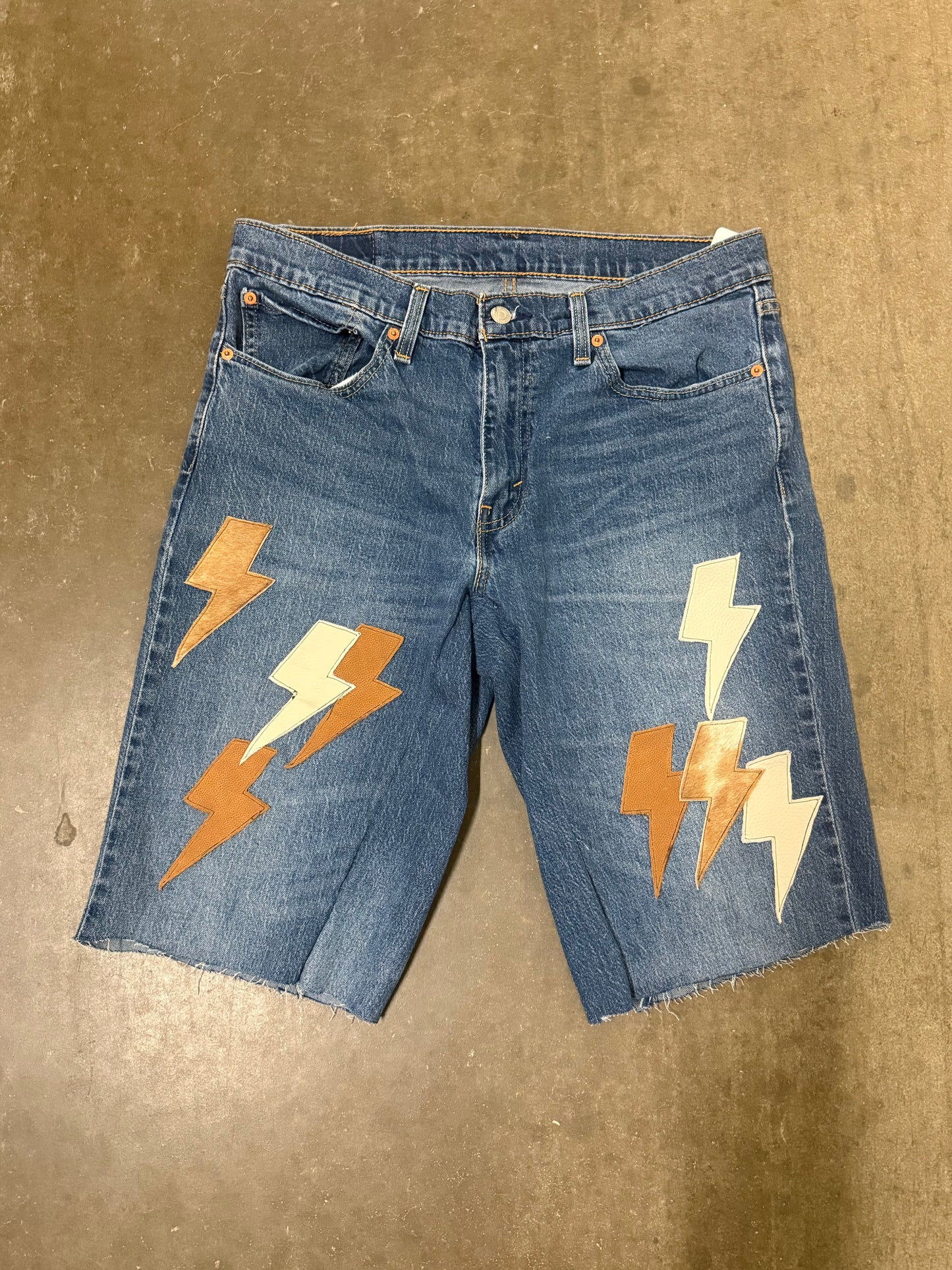 Leather and Cowhide Patch Shorts