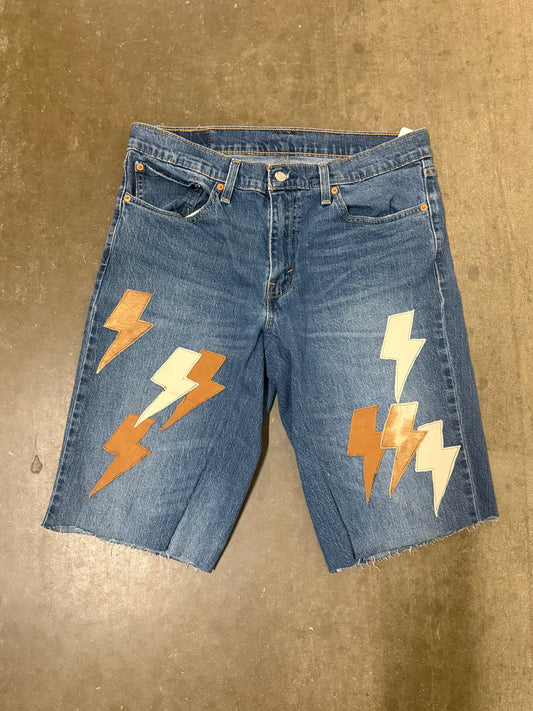 Leather and Cowhide Patch Shorts