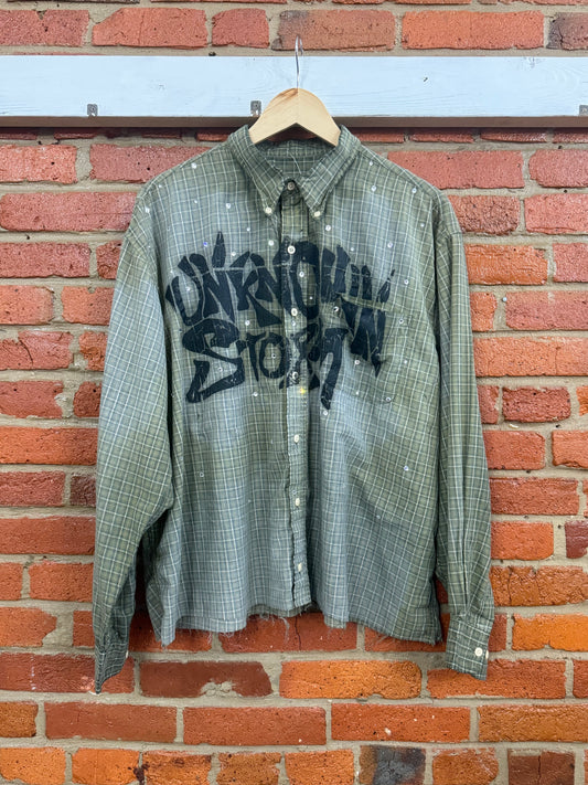 1 of 1 cropped rhinestone button up