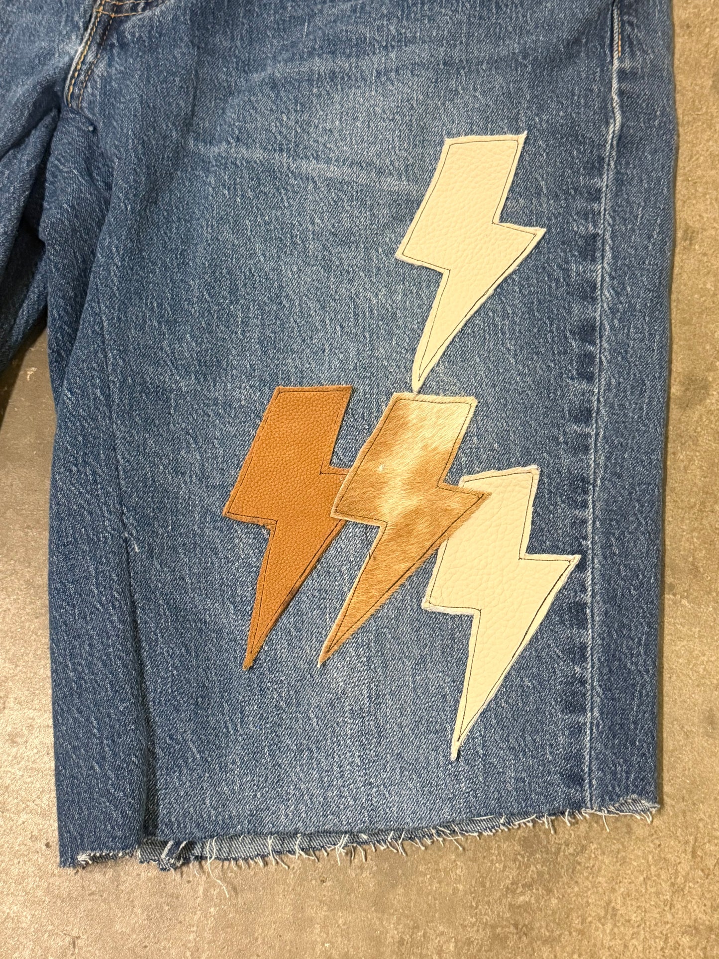 Leather and Cowhide Patch Shorts